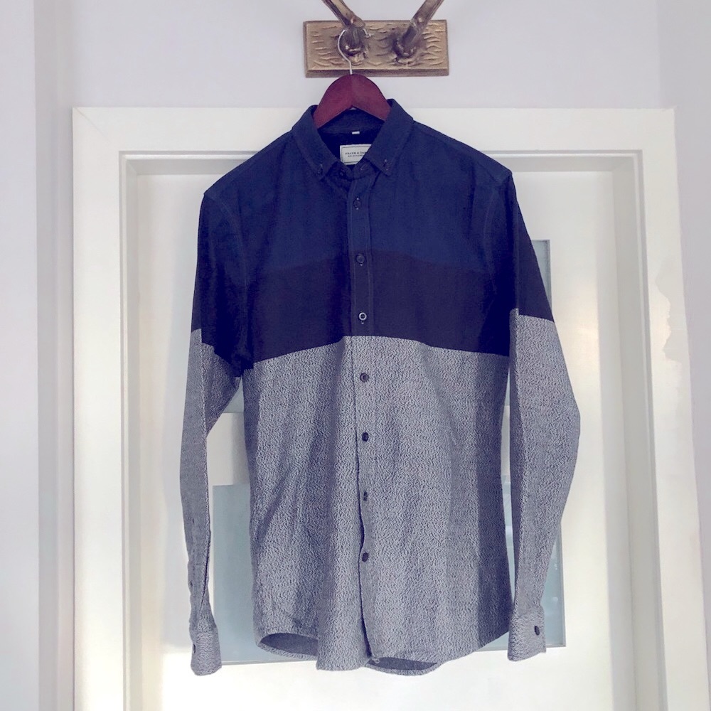 FRANK & OAK OXFORD SHIRT - NAVY, BLACK, GREY (SMALL BUT FITS AS MEDIUM)